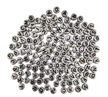 Flat silver alphabet